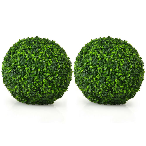 2 Pieces 15.7 Inch Artificial Boxwood Topiary Ball Tree Set, Green