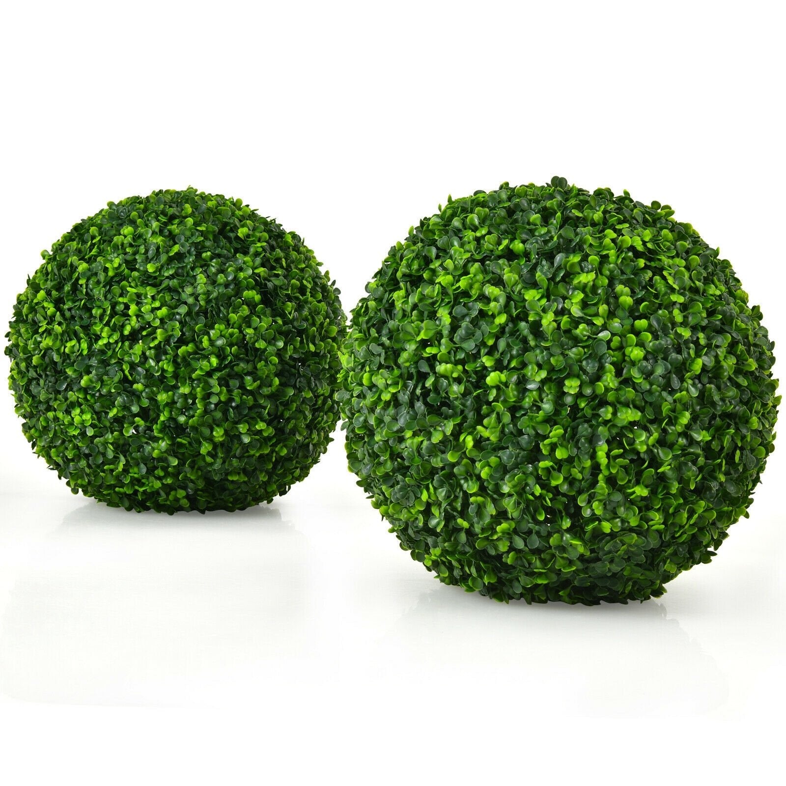 2 Pieces 15.7 Inch Artificial Boxwood Topiary Ball Tree Set, Green Faux Plants   at Gallery Canada