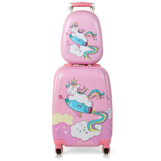 2 Pieces 18 Inch Kids Luggage Set with 12 Inch Backpack, Pink Kids Luggage   at Gallery Canada