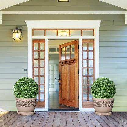 2 Pieces 19 Inch Artificial Topiary Balls Faux Boxwood Ball Plants, Green Faux Plants   at Gallery Canada