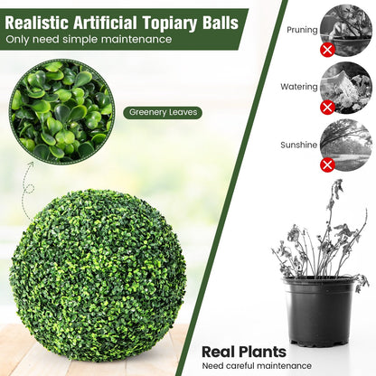 2 Pieces 19 Inch Artificial Topiary Balls Faux Boxwood Ball Plants, Green Faux Plants   at Gallery Canada