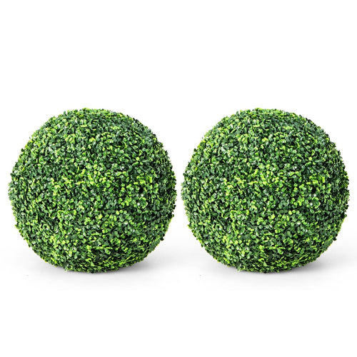 2 Pieces 19 Inch Artificial Topiary Balls Faux Boxwood Ball Plants, Green