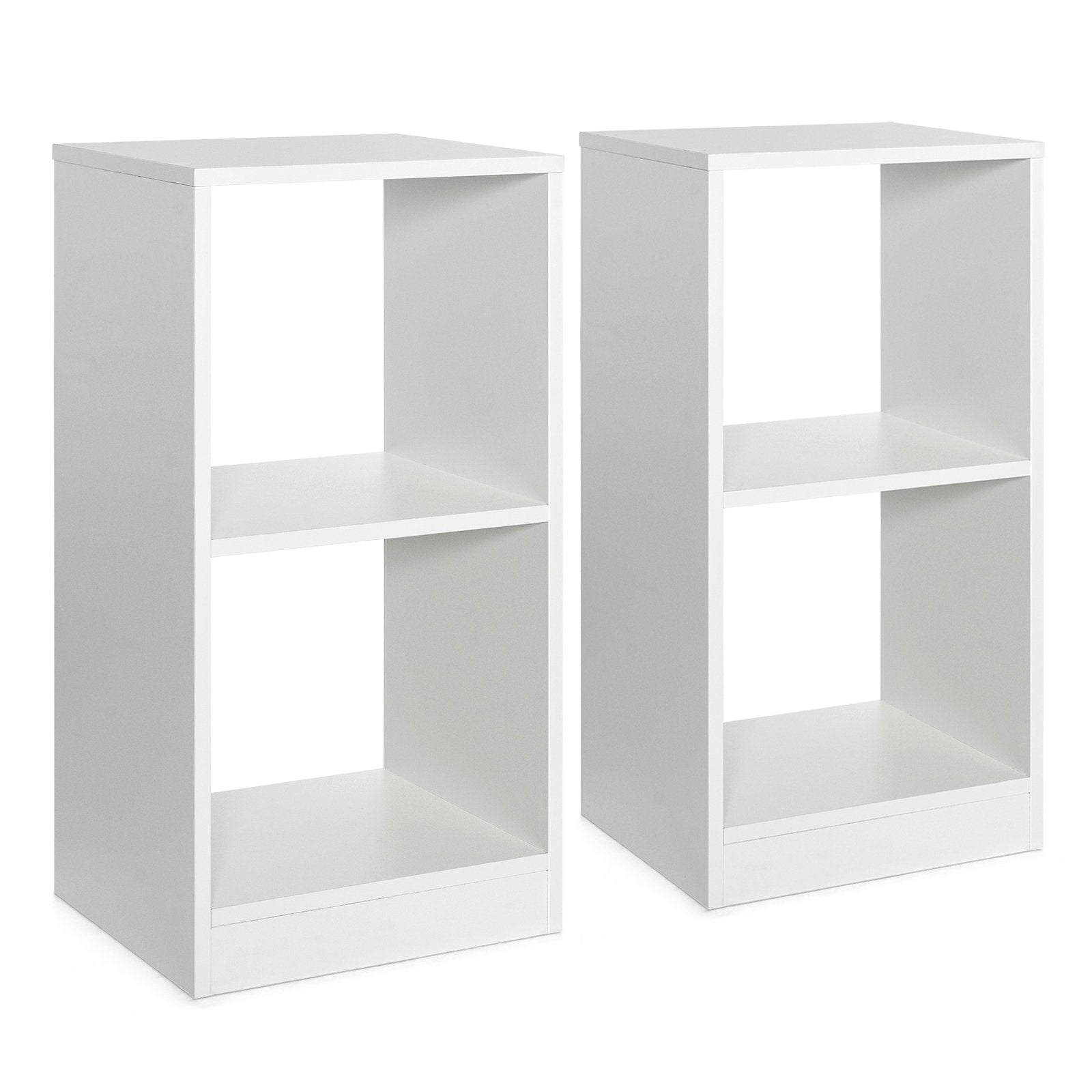 2 Pieces 2-tier Bookcase Set with Anti-toppling Device, White Bookcases   at Gallery Canada