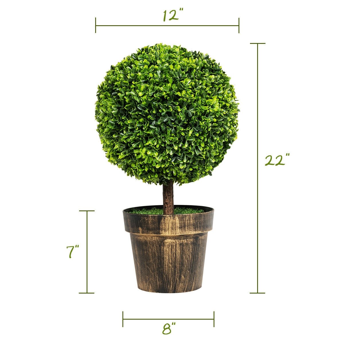 2 Pieces 24 Inch Artificial Boxwood Topiary Ball Tree for House and Office, Green Faux Plants   at Gallery Canada