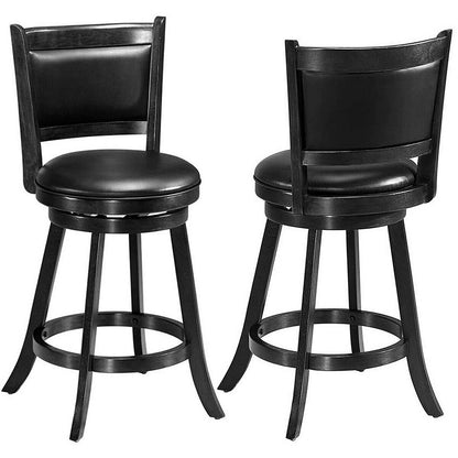 2 Pieces 24 Inch Swivel Counter Stool Dining Chair Upholstered Seat, Black Bar Stools   at Gallery Canada