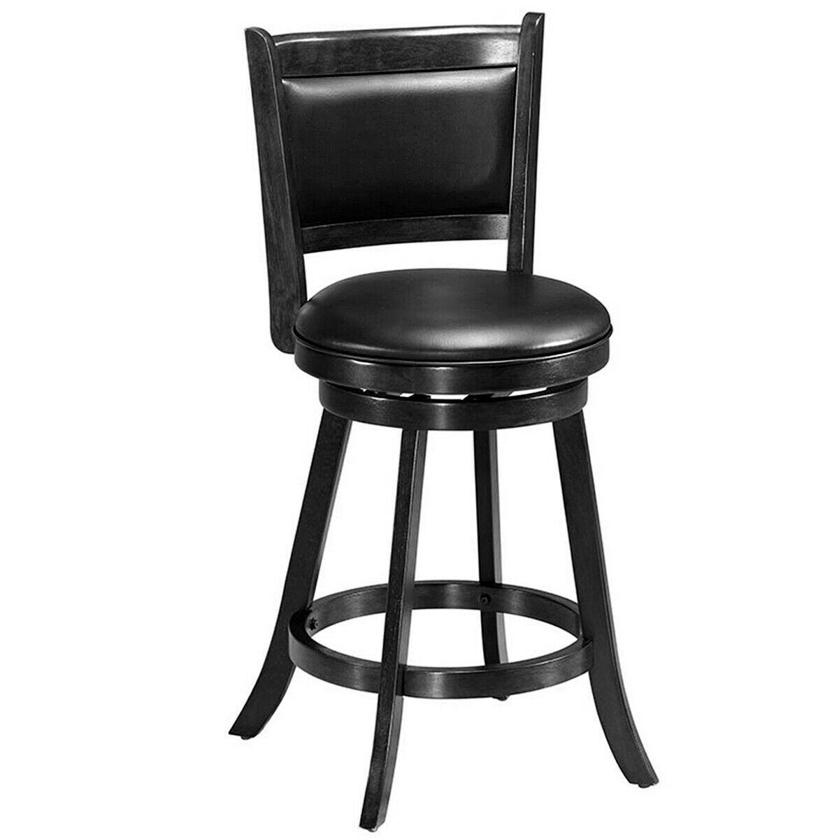 2 Pieces 24 Inch Swivel Counter Stool Dining Chair Upholstered Seat, Black Bar Stools   at Gallery Canada