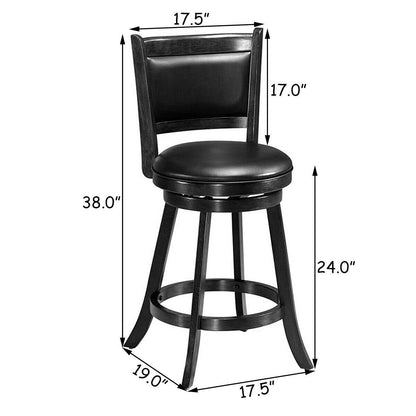 2 Pieces 24 Inch Swivel Counter Stool Dining Chair Upholstered Seat, Black Bar Stools   at Gallery Canada