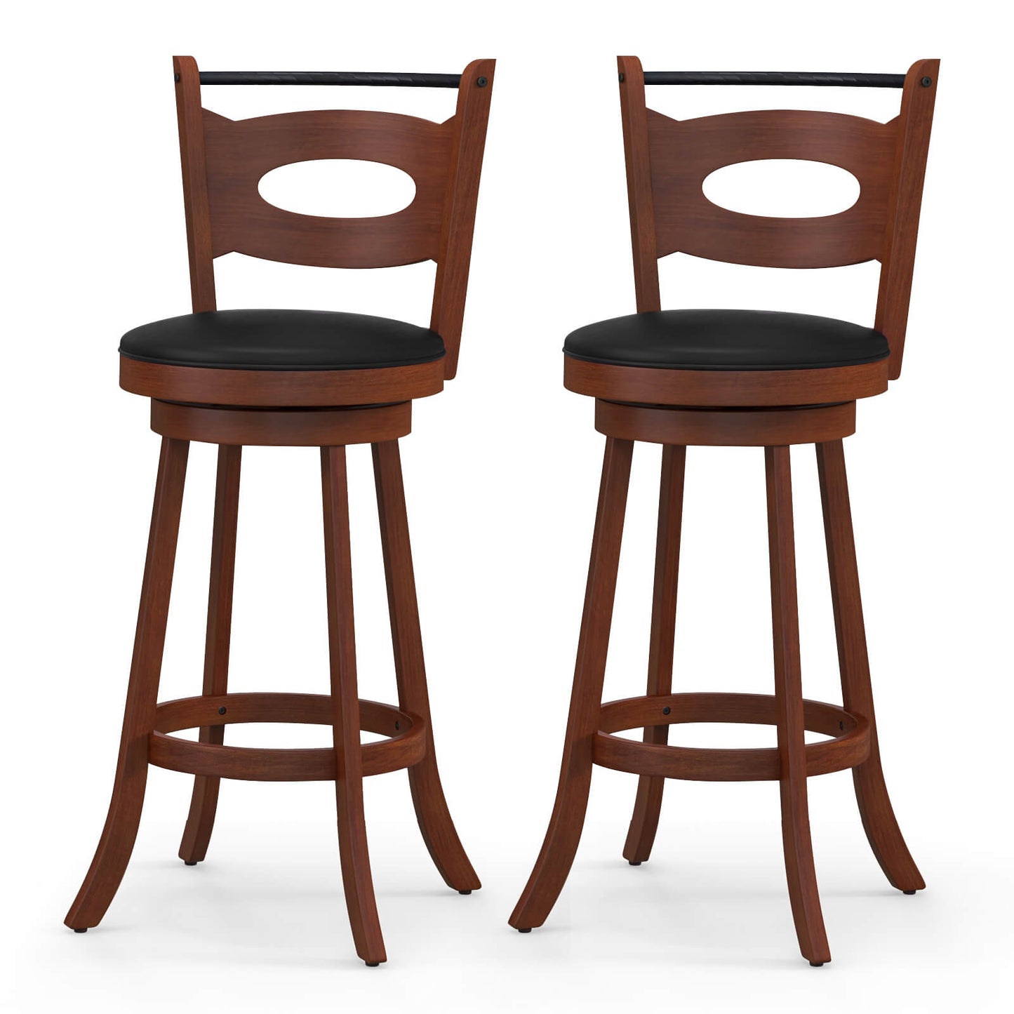 2 Pieces 24/29 inch Swivel Bar Stools with Curved Backrest and Seat Cushions-29 inches Bar Stools   at Gallery Canada