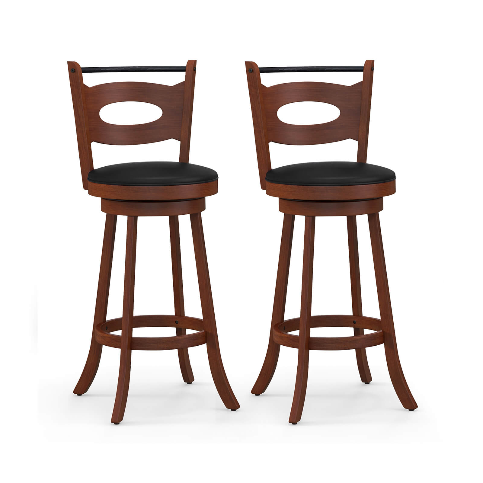 2 Pieces 24/29 inch Swivel Bar Stools with Curved Backrest and Seat Cushions-29 inches Bar Stools   at Gallery Canada