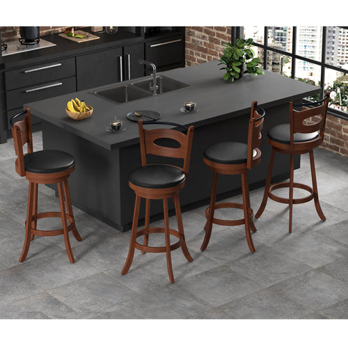 2 Pieces 24/29 inch Swivel Bar Stools with Curved Backrest and Seat Cushions-29 inches