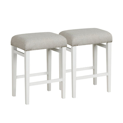 2 Pieces 24.5/29.5 Inch Backless Barstools with Padded Seat Cushions-24.5 inches, Gray Bar Stools   at Gallery Canada