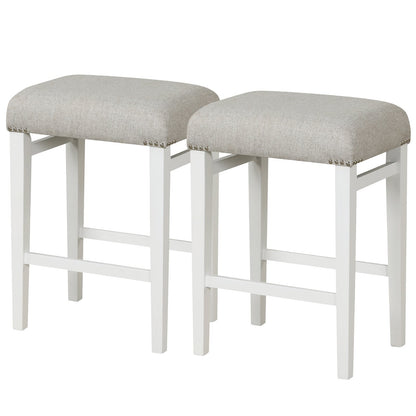 2 Pieces 24.5/29.5 Inch Backless Barstools with Padded Seat Cushions-24.5 inches, Gray Bar Stools   at Gallery Canada