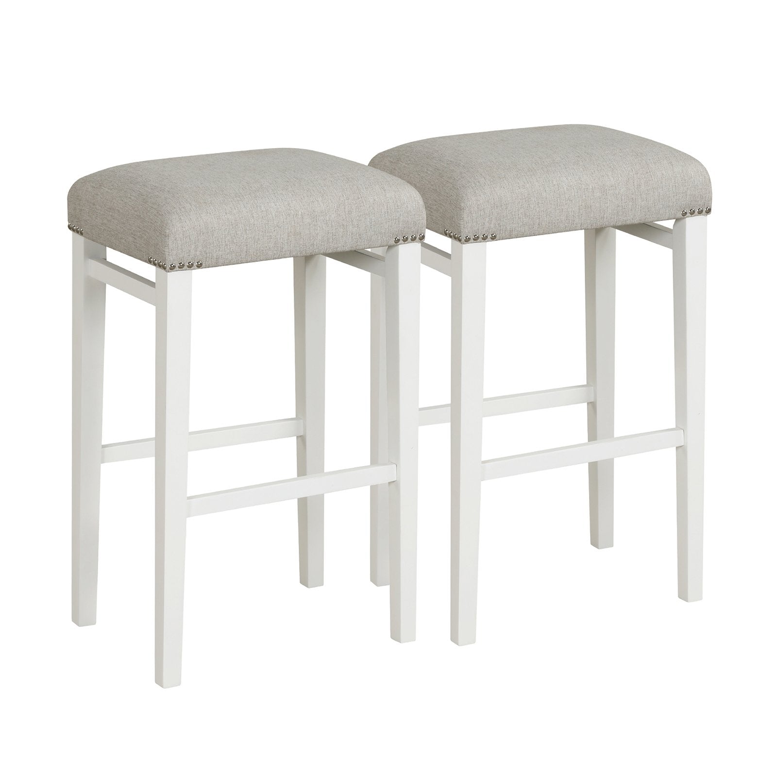 2 Pieces 24.5/29.5 Inch Backless Barstools with Padded Seat Cushions-29.5 inches, Gray Bar Stools   at Gallery Canada