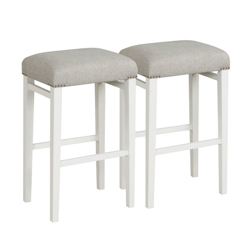 2 Pieces 24.5/29.5 Inch Backless Barstools with Padded Seat Cushions-29.5 inches, Gray