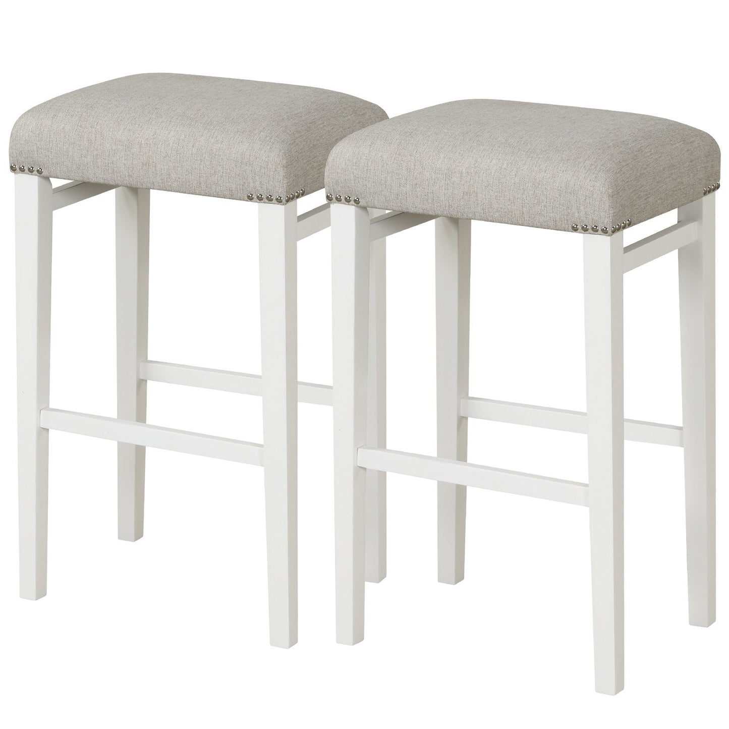 2 Pieces 24.5/29.5 Inch Backless Barstools with Padded Seat Cushions-29.5 inches, Gray Bar Stools   at Gallery Canada