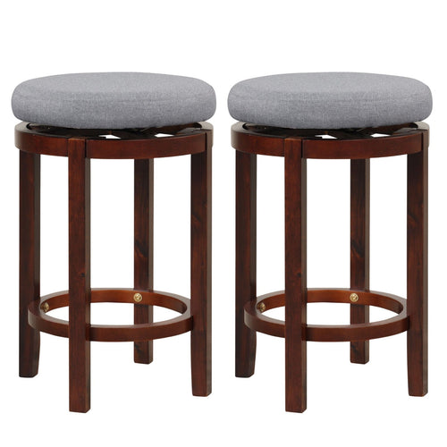 2 Pieces 26 Inch Counter Height Swivel Stool Set with Padded Cushion, Gray