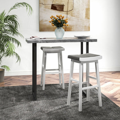 2 Pieces 26/31.5 Inch Upholstered Saddle Barstools with Padded Cushions-31.5 inches, Gray Bar Stools   at Gallery Canada