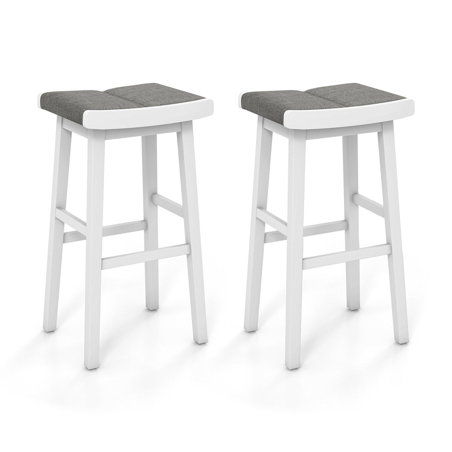 2 Pieces 26/31.5 Inch Upholstered Saddle Barstools with Padded Cushions-31.5 inches, Gray Bar Stools   at Gallery Canada