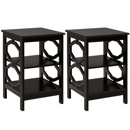 2 Pieces 3-tier Nightstand Sofa Side End Accent Table Storage Display Shelf, Espresso Nightstands   at Gallery Canada