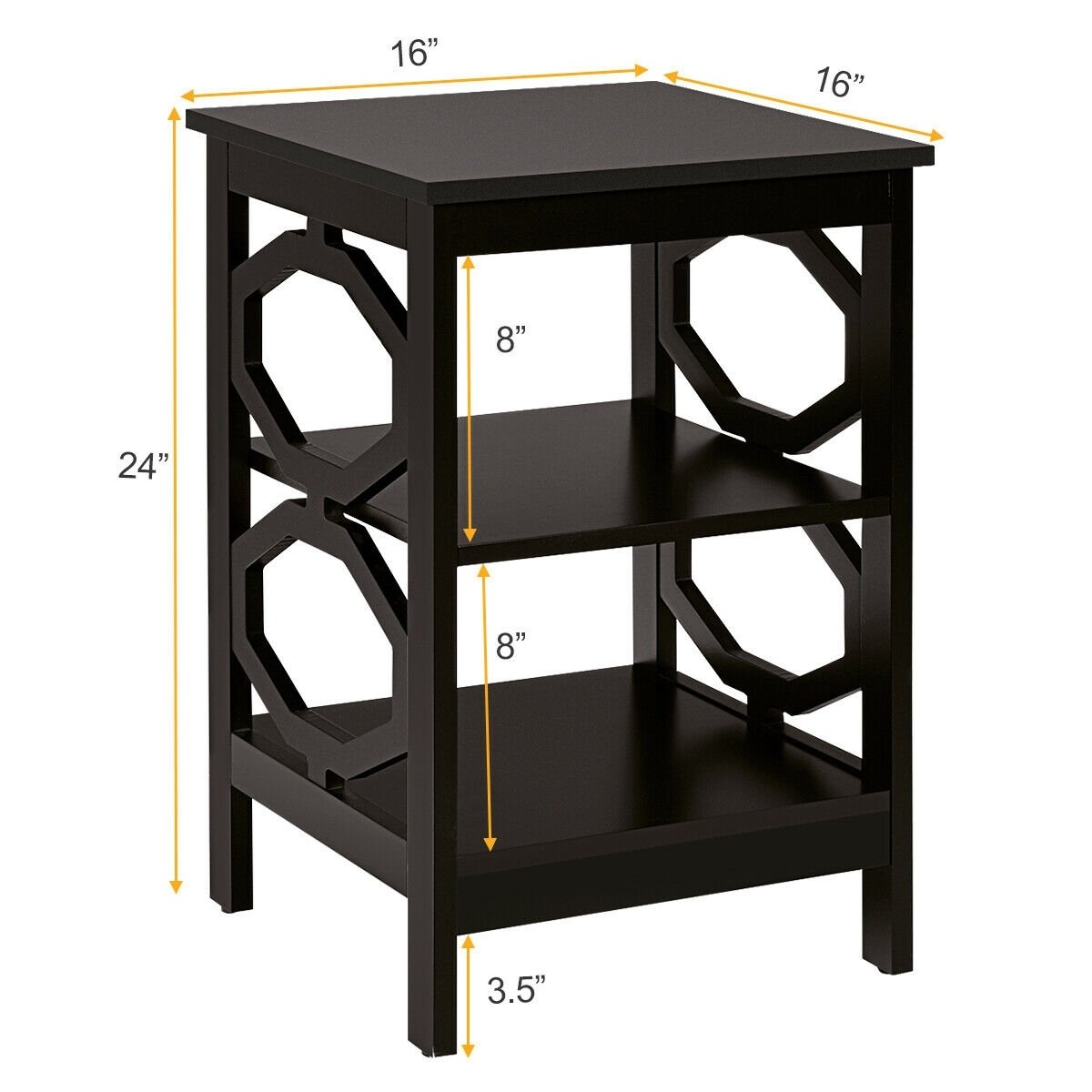 2 Pieces 3-tier Nightstand Sofa Side End Accent Table Storage Display Shelf, Espresso Nightstands   at Gallery Canada