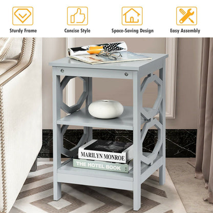 2 Pieces 3-tier Nightstand Sofa Side End Accent Table Storage Display Shelf, Gray Nightstands   at Gallery Canada