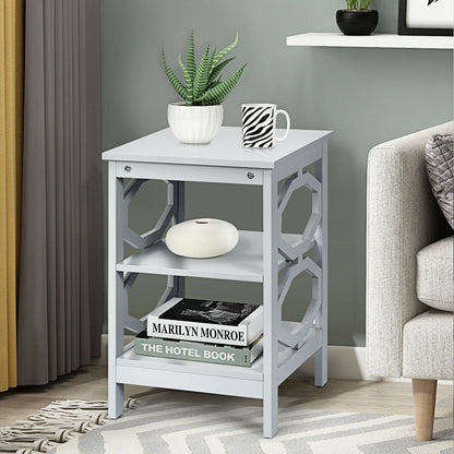 2 Pieces 3-tier Nightstand Sofa Side End Accent Table Storage Display Shelf, Gray Nightstands   at Gallery Canada