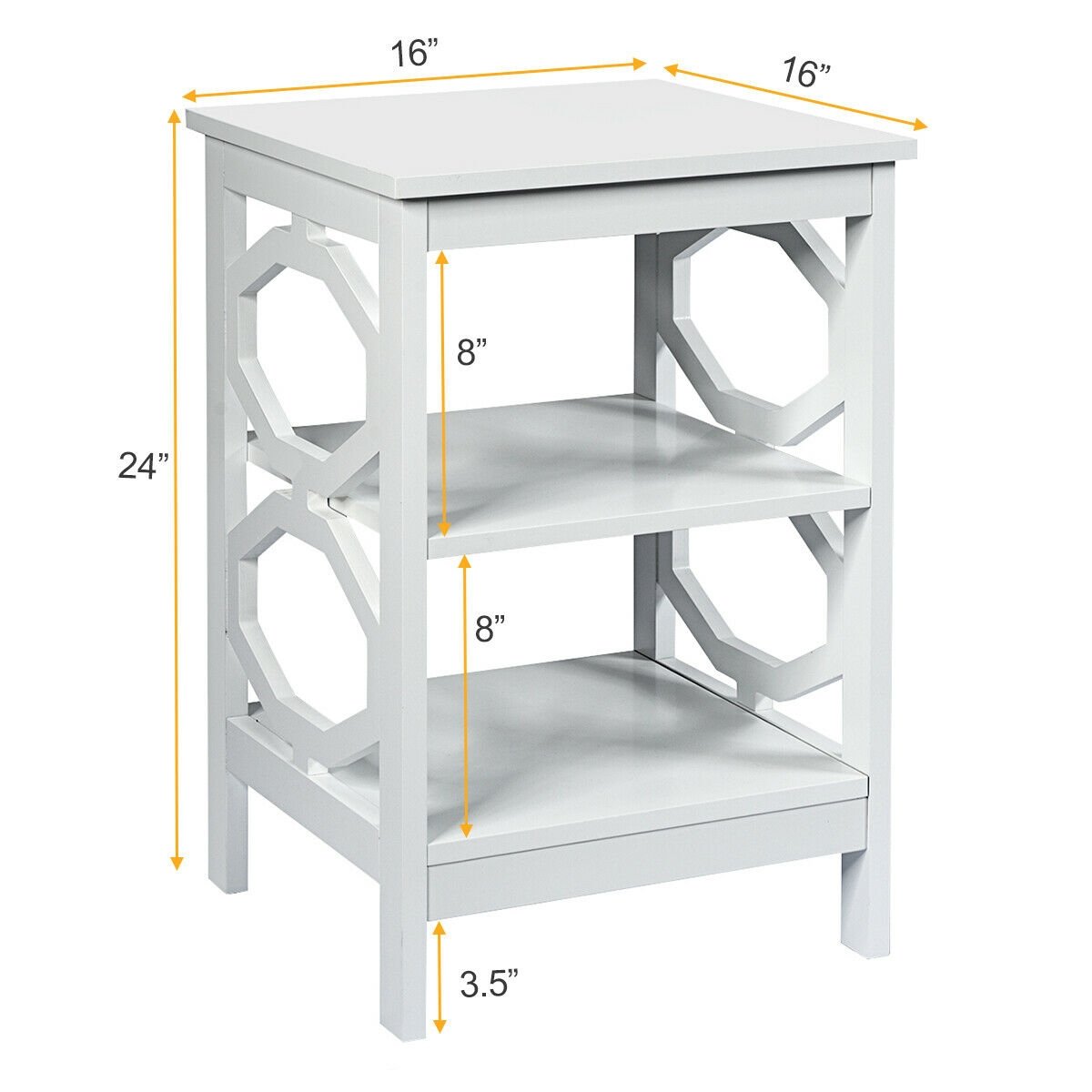 2 Pieces 3-tier Nightstand Sofa Side End Accent Table Storage Display Shelf, White Nightstands   at Gallery Canada