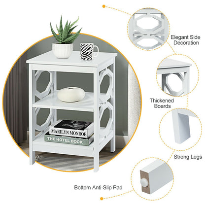 2 Pieces 3-tier Nightstand Sofa Side End Accent Table Storage Display Shelf, White Nightstands   at Gallery Canada