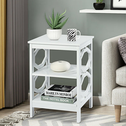 2 Pieces 3-tier Nightstand Sofa Side End Accent Table Storage Display Shelf, White Nightstands   at Gallery Canada