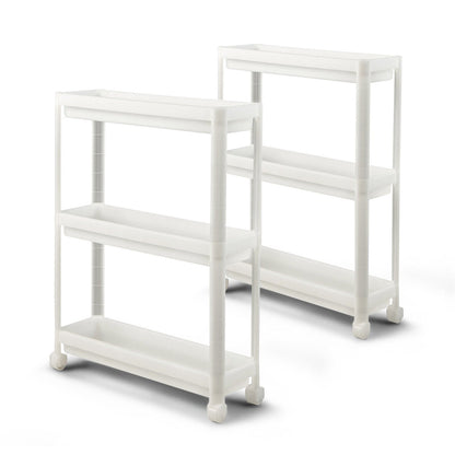 2 Pieces 3-Tier Slim Detachable Storage Cart with Drainage Holes and Wheels, White Kitchen Islands & Carts   at Gallery Canada