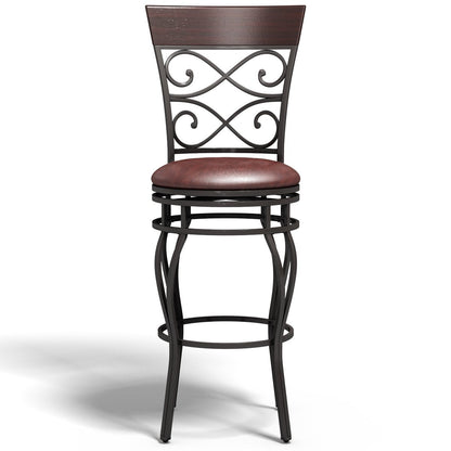 2 Pieces 30 Inch 360 Degree Swivel Bar Stools with Leather Padded Seat, Brown Bar Stools   at Gallery Canada