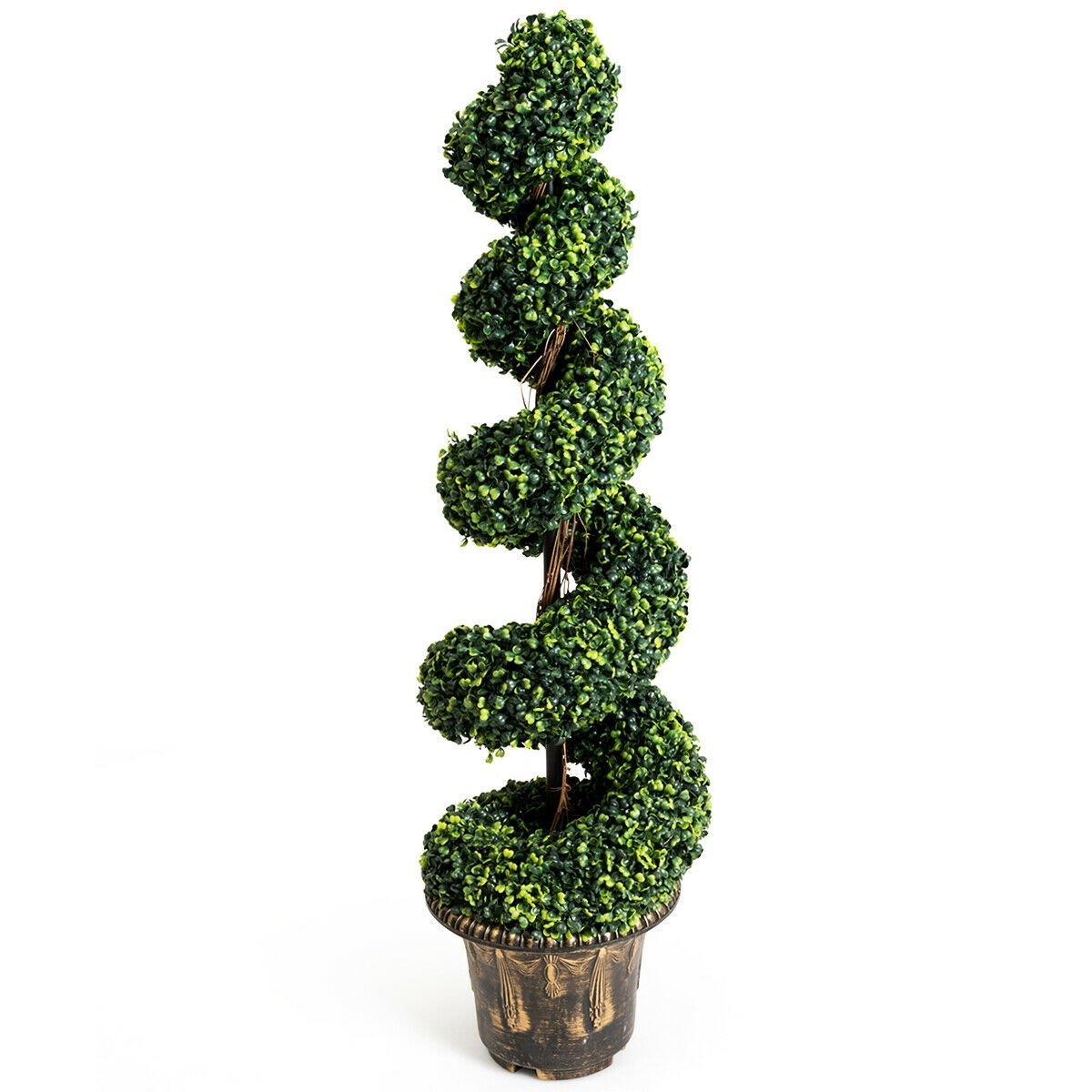 2 Pieces 4 Feet Artificial Decor Green Boxwood Spiral Tree Set, Green Faux Plants   at Gallery Canada