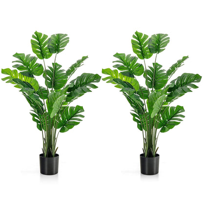 2 Pieces 5 Feet Artificial Monstera Tree Set, Green Faux Plants   at Gallery Canada