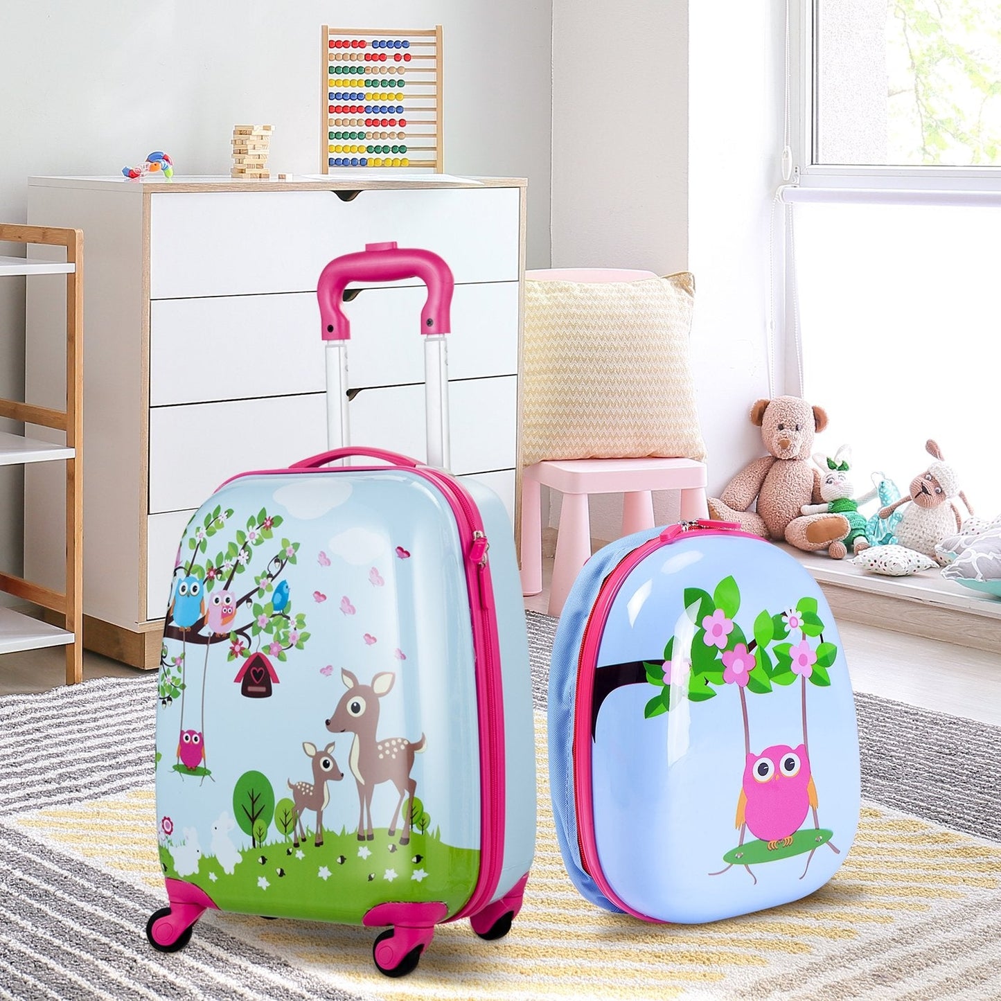 2 Pieces ABS Kids Suitcase Backpack Luggage Set, Blue Kids Luggage   at Gallery Canada