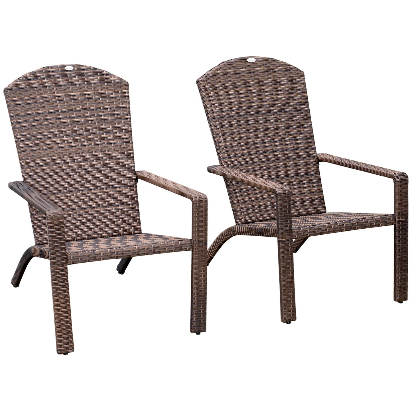 2 Pieces Adirondack Chair Patio Wicker Muskoka Chair, Outdoor PE Rattan Fire Pit Chair for Poolside, Balcony, Deck, Garden, Backyard, Dark Brown Patio Chairs Dark Brown  at Gallery Canada