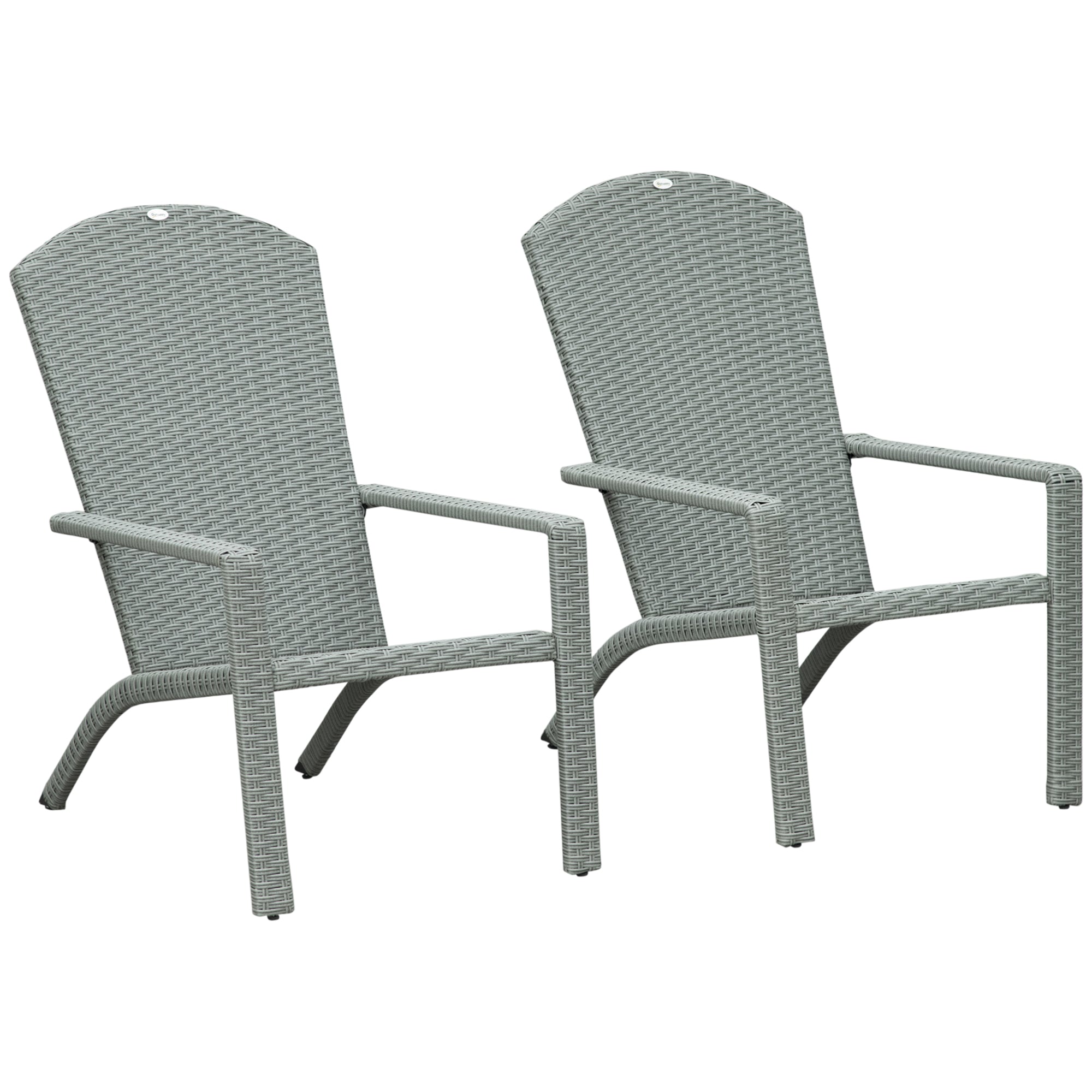 2 Pieces Adirondack Chair Patio Wicker Muskoka Chair, Outdoor PE Rattan Fire Pit Chair for Poolside, Balcony, Deck, Garden, Backyard, Light Grey Patio Chairs Light Grey  at Gallery Canada