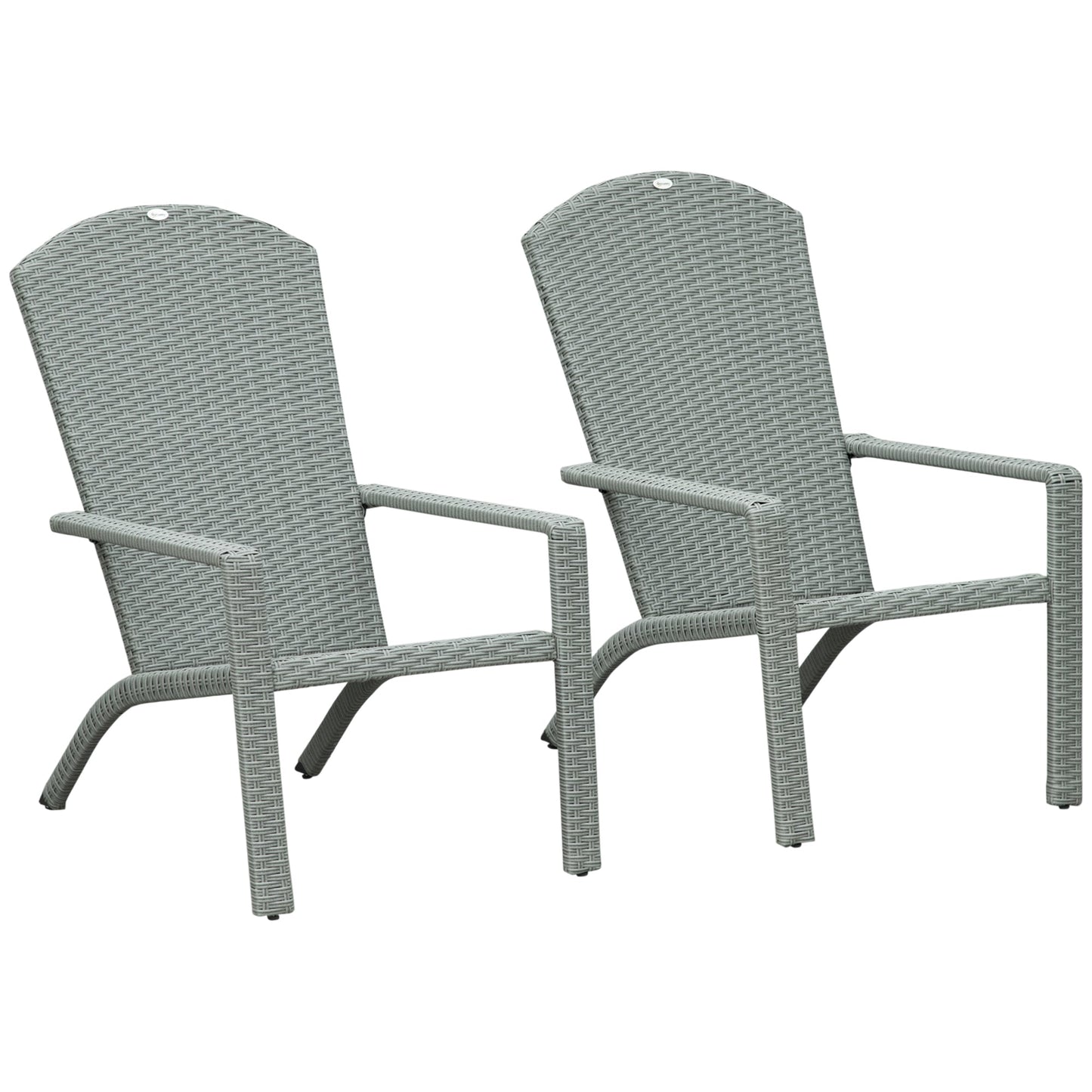 2 Pieces Adirondack Chair Patio Wicker Muskoka Chair, Outdoor PE Rattan Fire Pit Chair for Poolside, Balcony, Deck, Garden, Backyard, Light Grey Patio Chairs Light Grey  at Gallery Canada