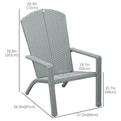 2 Pieces Adirondack Chair Patio Wicker Muskoka Chair, Outdoor PE Rattan Fire Pit Chair for Poolside, Balcony, Deck, Garden, Backyard, Light Grey Patio Chairs   at Gallery Canada