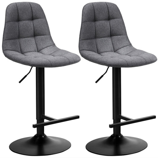 2 Pieces Adjustable Bar Stools Swivel Counter Height Linen Chairs, Gray Bar Stools   at Gallery Canada