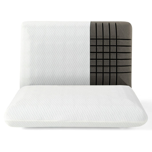 2 Pieces Bamboo Charcoal Memory Foam Pillow for Pain Relief Sleeping, White Bedding White  at Gallery Canada