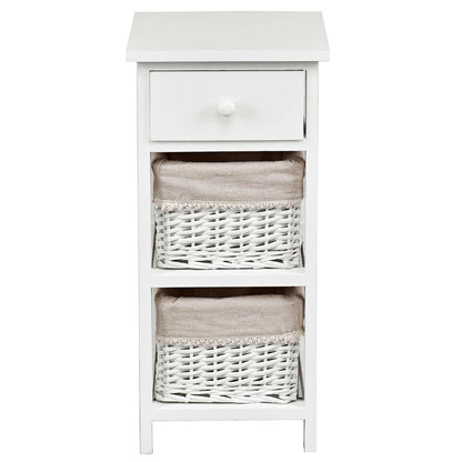 2 Pieces Bedroom Bedside End Table with Drawer Baskets, White Nightstands   at Gallery Canada