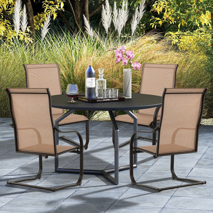 2 Pieces C-Spring Motion Patio Dining Chairs with Breathable Fabric, Brown Patio Dining Chairs   at Gallery Canada