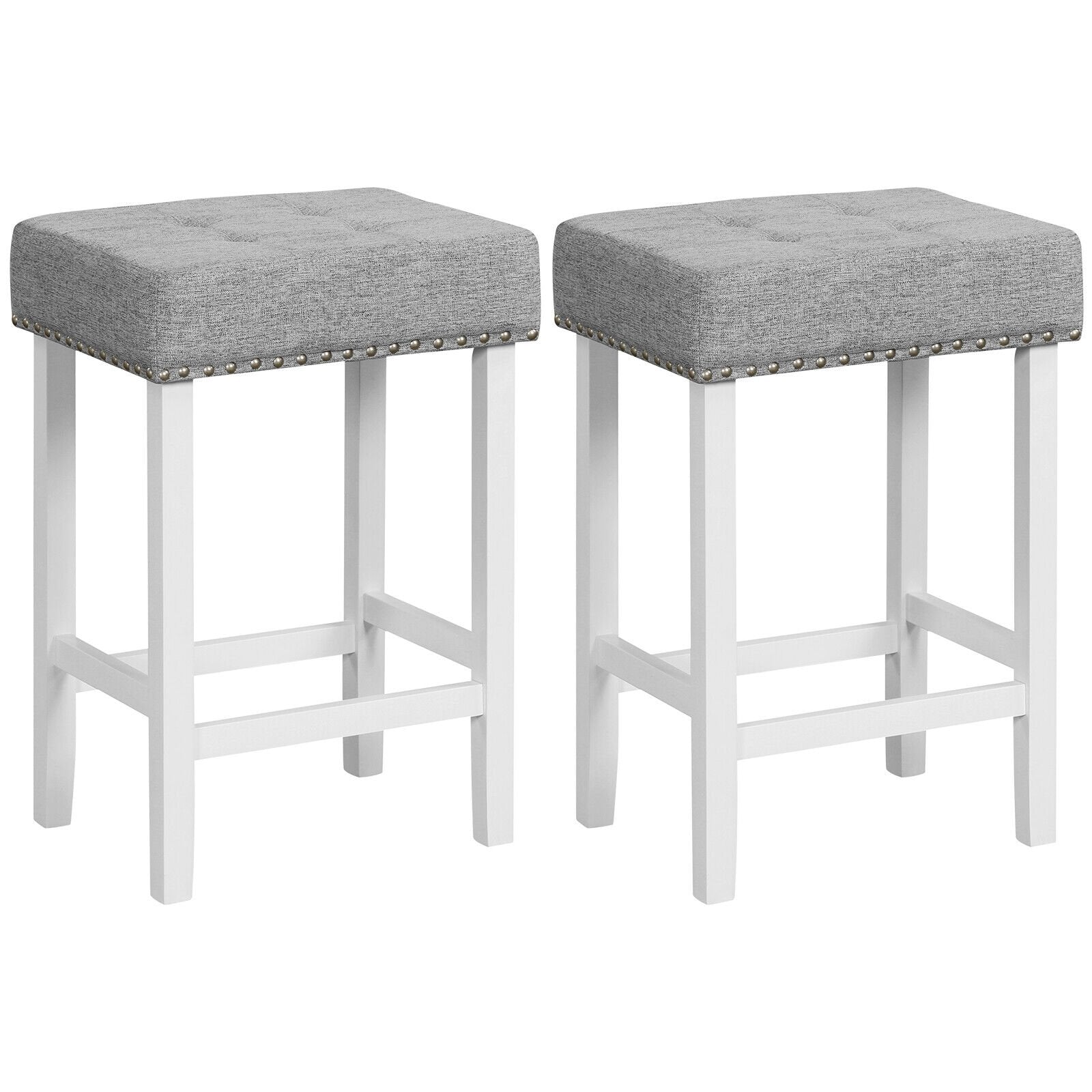 2 Pieces Counter Height Bar Stools with Sponge Padded Cushion-24.5 inches, Gray Bar Stools   at Gallery Canada