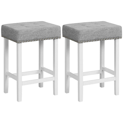 2 Pieces Counter Height Bar Stools with Sponge Padded Cushion-24.5 inches, Gray Bar Stools   at Gallery Canada