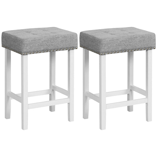 2 Pieces Counter Height Bar Stools with Sponge Padded Cushion-24.5 inches, Gray Bar Stools   at Gallery Canada