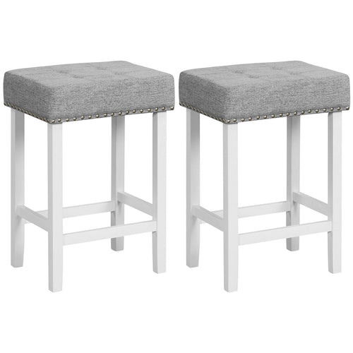 2 Pieces Counter Height Bar Stools with Sponge Padded Cushion-24.5 inches, Gray