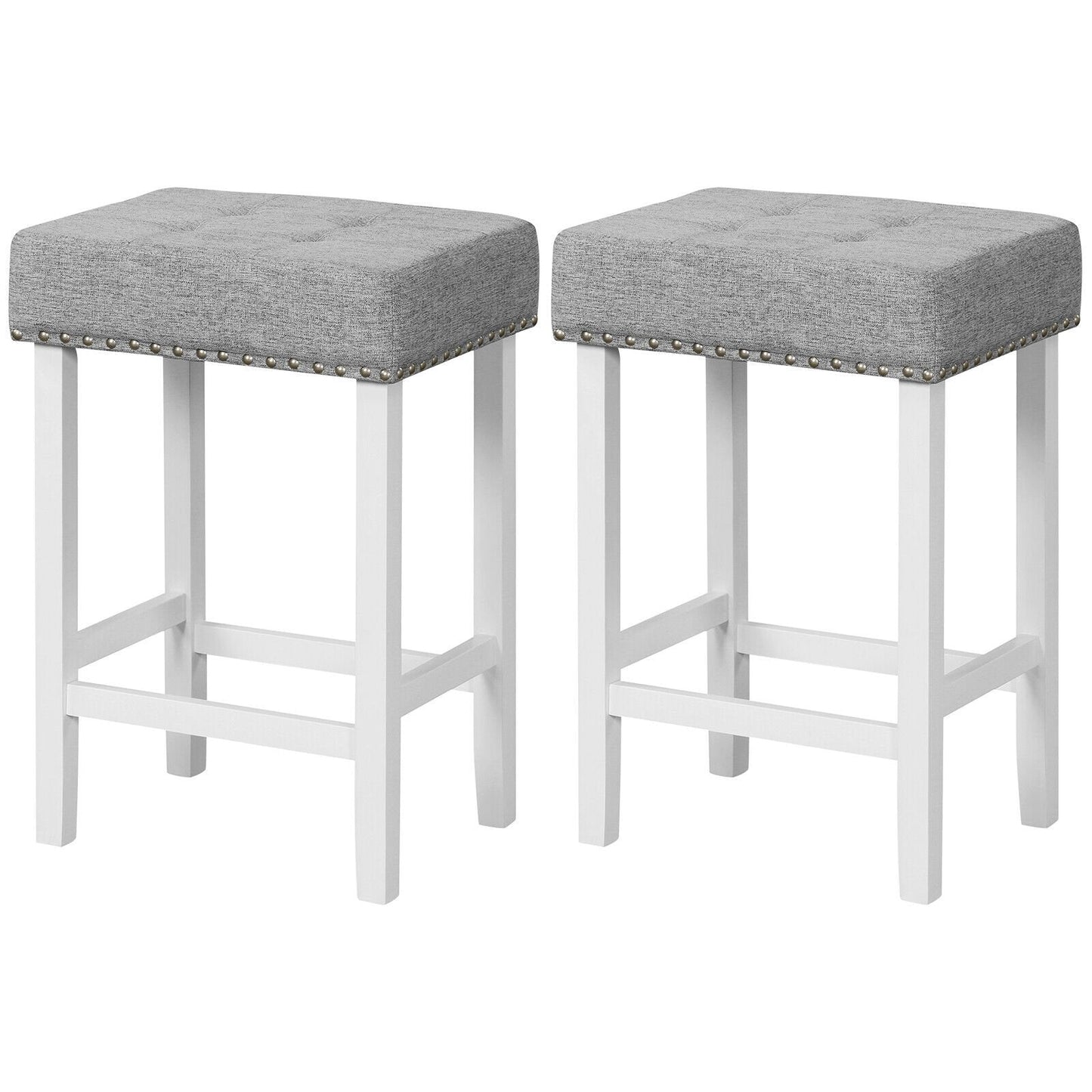 2 Pieces Counter Height Bar Stools with Sponge Padded Cushion-24.5 inches, Gray Bar Stools   at Gallery Canada