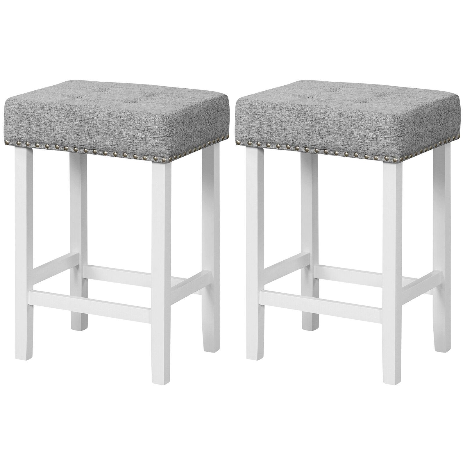 2 Pieces Counter Height Bar Stools with Sponge Padded Cushion-24.5 inches, Gray Bar Stools   at Gallery Canada