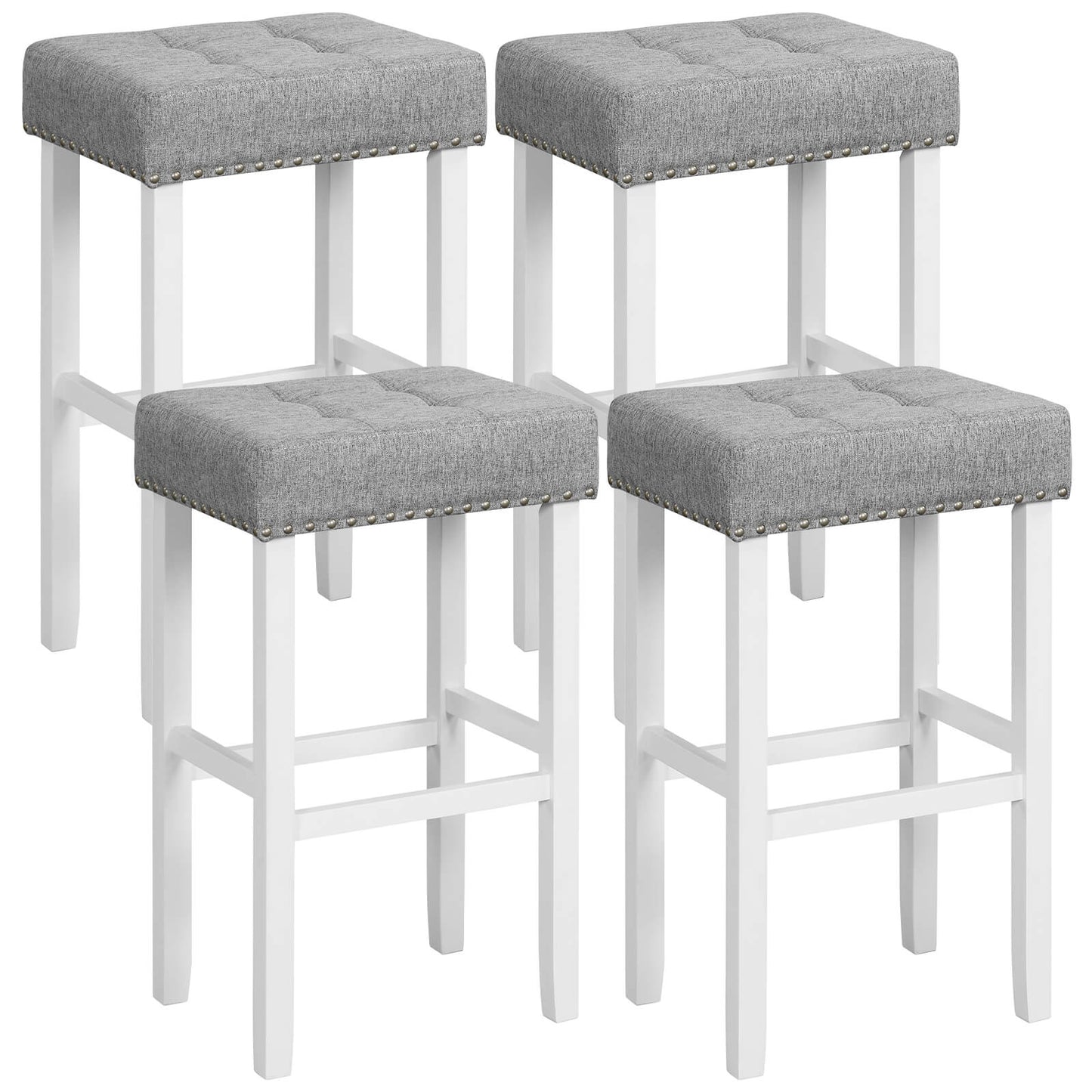 2 Pieces Counter Height Bar Stools with Sponge Padded Cushion-29 inches, Gray Bar Stools   at Gallery Canada