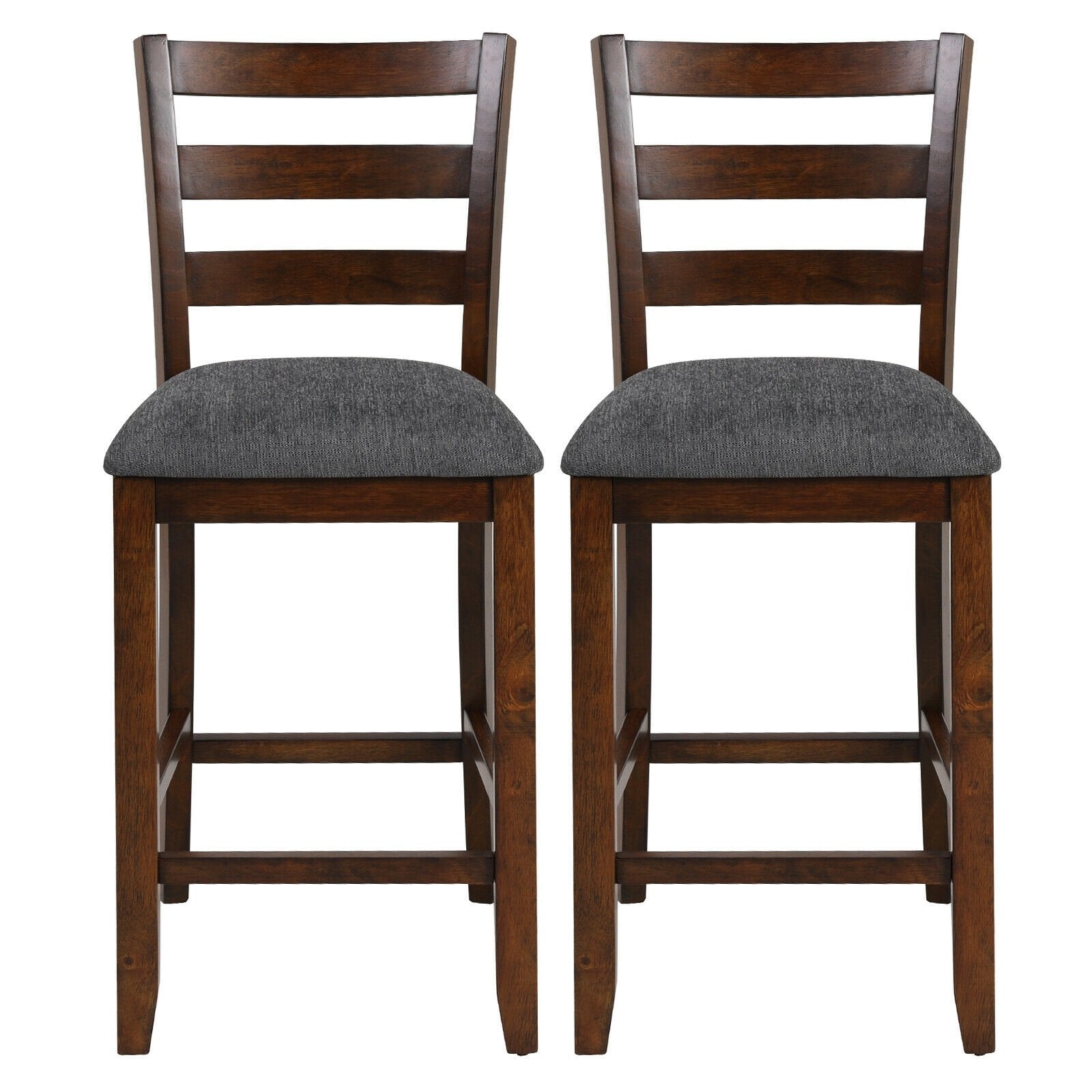 2 Pieces Counter Height Chairs with Fabric Seat and Rubber Wood Legs, Brown Bar Stools   at Gallery Canada